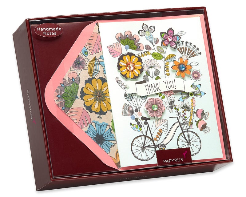 Papyrus Thank You Cards with Envelopes, Flowers & Bike with Glitter (8-Count) - Image 5